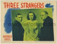 3z919 THREE STRANGERS LC 1946 image of Geraldine Fitzgerald, Peter Lorre & Sydney Greenstreet!