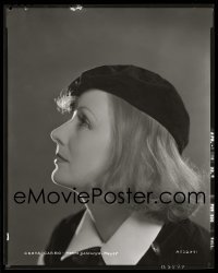 4d128 GRETA GARBO 8x10 negative 1932 famous profile portrait with beret by Clarence Sinclair Bull!