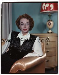 4d205 JOAN CRAWFORD 8x10 transparency 1950s seated portrait in great outfit at Warner Bros.!