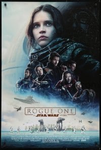 4g766 ROGUE ONE advance DS 1sh 2016 Star Wars Story, Felicity Jones, top cast montage, Death Star!