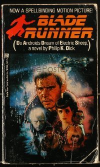 4h626 BLADE RUNNER paperback book 1982 different Drew Struzan cover art of Harrison Ford & cast!