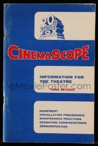 4h516 CINEMASCOPE: INFORMATION FOR THE THEATRE softcover book 1954 info on equipment & projection!