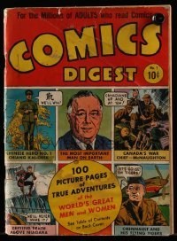 4h665 COMICS DIGEST vol 1 no 1 magazine 1942 for the millions of ADULTS who read comics!