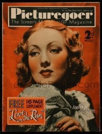 4h920 PICTUREGOER English magazine April 24, 1937 great cover portrait of sexy Ann Sothern!