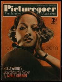 4h931 PICTUREGOER English magazine August 28, 1937 great cover portrait of sexy Merle Oberon!