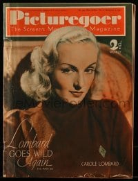 4h939 PICTUREGOER English magazine December 4, 1937 cover portrait of beautiful Carole Lombard!