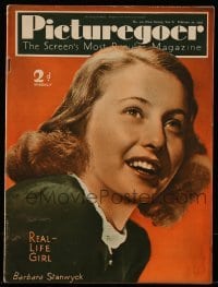 4h915 PICTUREGOER English magazine February 20, 1937 great cover portrait of Barbara Stanwyck!