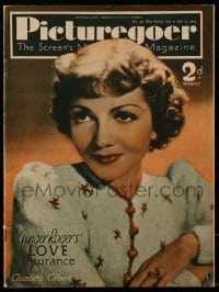 4h928 PICTUREGOER English magazine July 17, 1937 great cover portrait of Claudette Colbert!