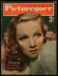 4h925 PICTUREGOER English magazine June 19, 1937 great cover portrait of sexy Marlene Dietrich!