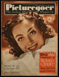 4h917 PICTUREGOER English magazine March 27, 1937 great cover portrait of smiling Joan Crawford!