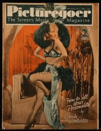 4h921 PICTUREGOER English magazine May 1, 1937 cover portrait of barely-dressed Carole Lombard!