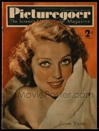 4h923 PICTUREGOER English magazine May 29, 1937 great cover portrait of sexy Loretta Young!