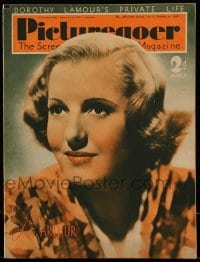 4h946 PICTUREGOER English magazine October 15, 1938 great cover portrait of pretty Jean Arthur!