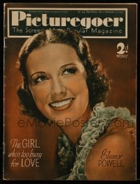 4h932 PICTUREGOER English magazine September 11, 1937 cover portrait of pretty Eleanor Powell!