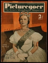 4h933 PICTUREGOER English magazine September 18, 1937 cover portrait of Anna Neagle wearing crown!