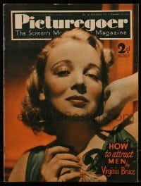 4h934 PICTUREGOER English magazine September 25, 1937 cover portrait of sexy Virginia Bruce!