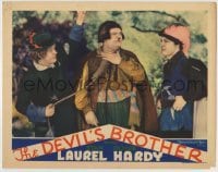 4p241 DEVIL'S BROTHER LC 1933 Stan Laurel holds noose around Oliver Hardy's neck as King watches!