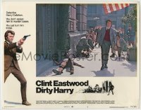 4p254 DIRTY HARRY int'l LC #8 1971 Clint Eastwood on street with pistol & shotgun, Don Siegel!