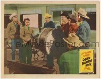 4p264 DOWN DAKOTA WAY LC #2 1949 Roy Rogers & Dale Evans in a classroom with giant drum!