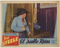 4p286 EL DIABLO RIDES LC 1939 Bob Steele with gun drawn finds an armed man waiting around corner!