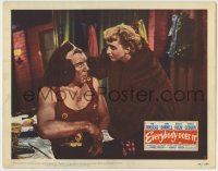 4p295 EVERYBODY DOES IT LC #4 1949 Celeste Holm visits Paul Douglas in costume backstage!