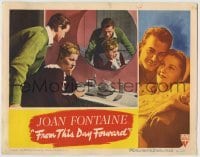 4p336 FROM THIS DAY FORWARD LC 1946 Mark Stevens consoles pretty Joan Fontaine at vanity!