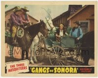 4p341 GANGS OF SONORA LC 1941 Three Mesquiteers Bob Steele, Bob Livingston & Rufe Davis with girl!