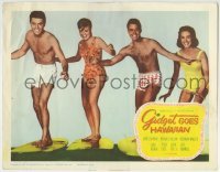 4p353 GIDGET GOES HAWAIIAN LC 1961 best image of top four stars posing in swimsuits on surfboards!