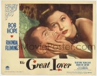 4p375 GREAT LOVER LC #1 1949 best romantic close up of Bob Hope & sexy Rhonda Fleming!