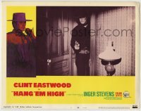 4p388 HANG 'EM HIGH LC #1 1968 close up of Clint Eastwood standing in doorway pointing gun!