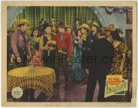 4p412 HIT THE SADDLE LC 1937 The Three Mesquiteers, Rita Hayworth watches men fight in saloon!