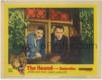 4p426 HOUND OF THE BASKERVILLES LC #5 1959 close up of Christopher Lee & Andre Morell at window!