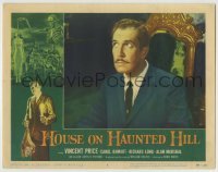 4p429 HOUSE ON HAUNTED HILL LC #5 1959 best c/u of Vincent Price seated in chair, William Castle!