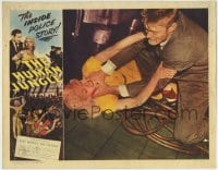 4p431 HUMAN JUNGLE LC 1954 Jan Sterling being strangled on the ground by Chuck Connors!