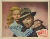 4p433 HUNTED LC #3 1948 best portrait of Preston Foster & sexy Belita with gun in hand!