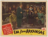 4p443 I'M FROM ARKANSAS LC 1944 crowd watches man introduce band by radio microphone!