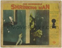 4p450 INCREDIBLE SHRINKING MAN LC #4 1957 great fx image of tiny man shutting door on giant cat!