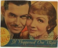 4p459 IT HAPPENED ONE NIGHT LC 1934 best portrait of Clark Gable & Claudette Colbert, Frank Capra!