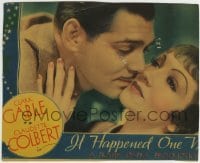 4p460 IT HAPPENED ONE NIGHT LC 1934 romantic c/u of Clark Gable & Claudette Colbert, Frank Capra!