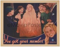 4p464 I'VE GOT YOUR NUMBER LC 1934 c/u of Glenda Farrell in elaborate outfit surrounded by women!