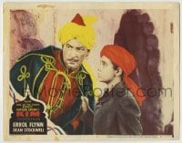 4p485 KIM LC #2 1950 close up of Errol Flynn & Dean Stockwell in colorful Indian garb,Rudyard Kipling