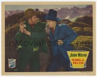 4p491 KING OF THE PECOS LC 1936 close up of young John Wayne fighting bad guy in Texas, rare!