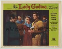 4p501 LADY GODIVA LC #8 1955 pretty Maureen O'Hara, George Nader & Victor McLaglen!