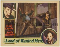 4p507 LAND OF WANTED MEN LC 1931 great image of Bill Cody kicking bad guy on rooftop!