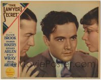 4p523 LAWYER'S SECRET LC 1931 great close up of Buddy Rogers between Clive Brook & Fay Wray, rare!