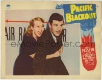 4p649 PACIFIC BLACKOUT LC 1941 c/u of scared Martha O'Driscoll holding Robert Preston tightly!