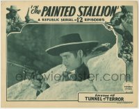 4p650 PAINTED STALLION chapter 11 LC 1937 great c/u of Duncan Renaldo holding gun, Tunnel of Terror!