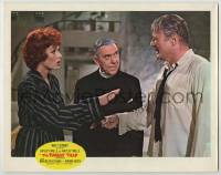 4p656 PARENT TRAP LC 1961 c/u of reverend Leo G. Carroll between Maureen O'Hara & wet Brian Keith!