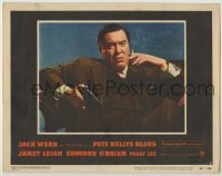 4p667 PETE KELLY'S BLUES LC #2 1955 great close up of Edmond O'Brien smoking & holding gun!