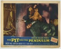 4p675 PIT & THE PENDULUM LC #4 1961 pretty Barbara Steele with fallen Vincent Price on stairs!